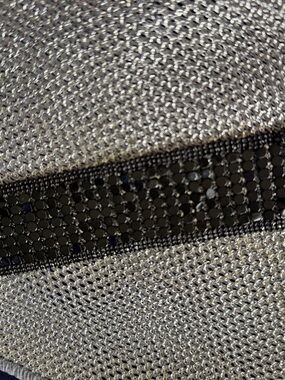 Silver Metallic Knit Bracelet with Black Sequin Band